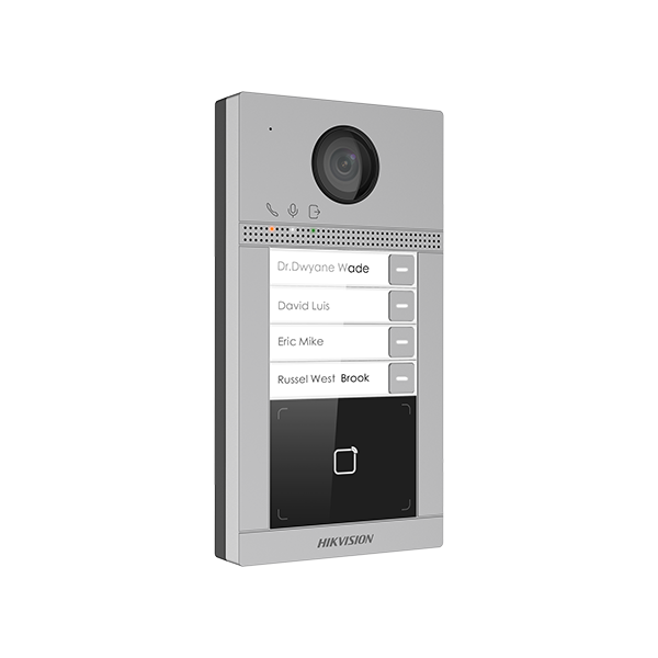 Panou exterior videointerfon TCP/IP pentru 4 familii, Wi-Fi 2.4GHz, control acces integrat - HIKVISION - 1
