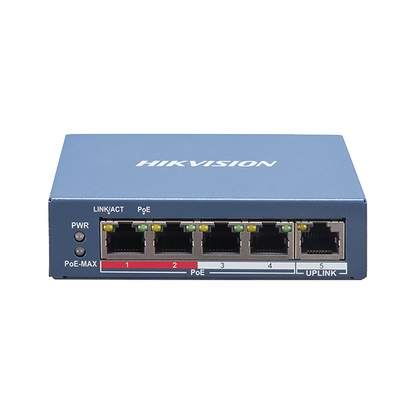 Switch 4 porturi PoE, 1 port uplink RJ45, SMART Management - HIKVISION - 3