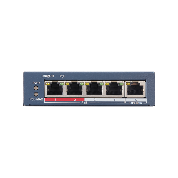 Switch 4 porturi PoE, 1 port uplink RJ45, SMART Management - HIKVISION - 4