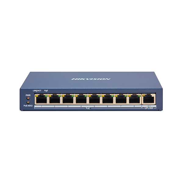 Switch 8 porturi PoE, 1 port uplink RJ45, SMART Management - HIKVISION - 2
