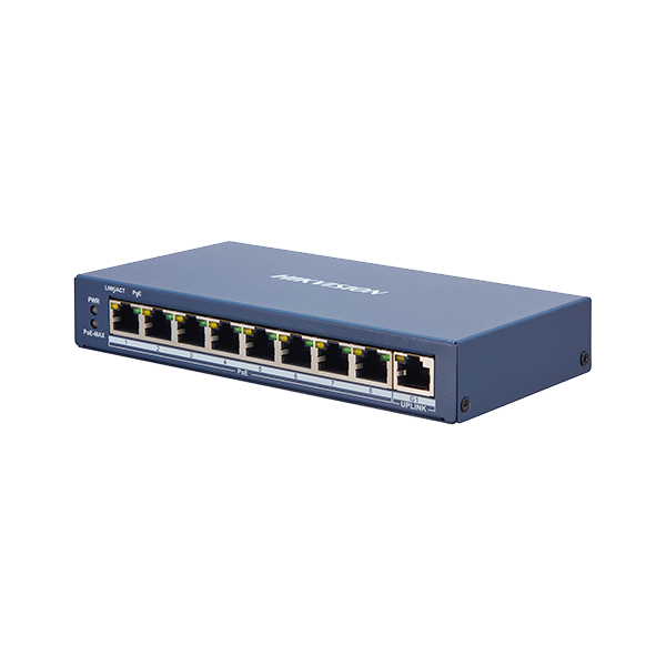 Switch 8 porturi PoE, 1 port uplink RJ45, SMART Management - HIKVISION - 3