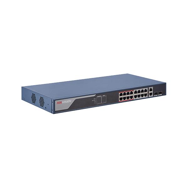 Switch 16 porturi PoE 100Mbps, 2 port uplink Gigabit, SMART Management - HIKVISION - 3