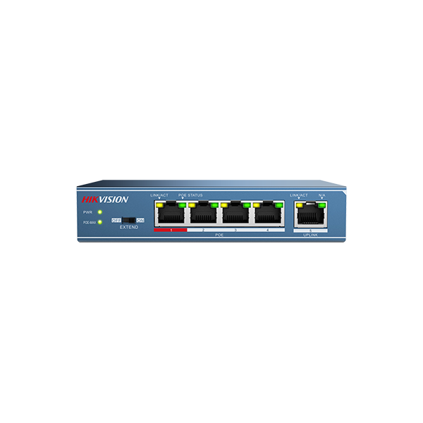 Switch 4 porturi PoE, 1 port uplink- HIKVISION - 1
