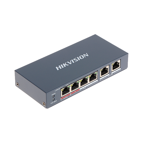 Switch 4 porturi PoE+, 2 porturi uplink - HIKVISION - 1