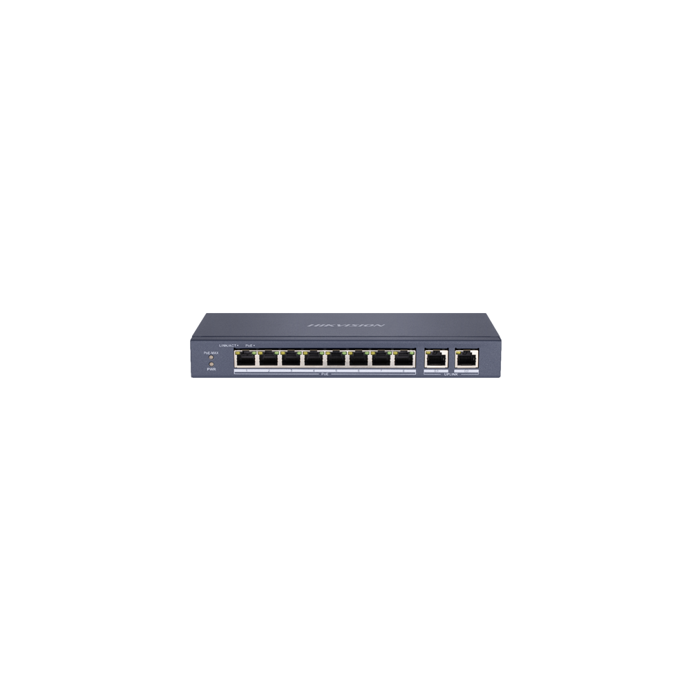 Switch 8 porturi PoE, 2 porturi uplink RJ45 Gigabit - HIKVISION - 1