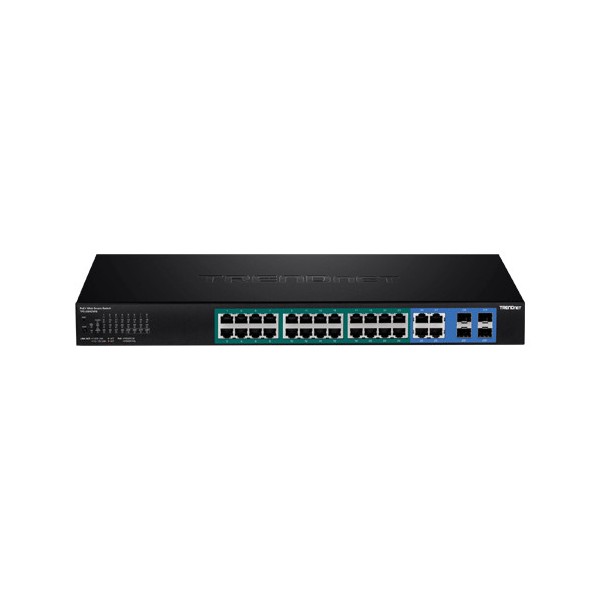 Switch 28 porturi Gigabit Web Smart, 24 x PoE+, 4 x Gigabit/SFP - TRENDnet - 2