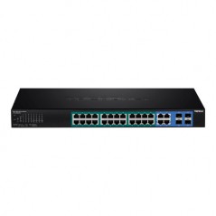Switch 28 porturi Gigabit Web Smart, 24 x PoE+, 4 x Gigabit/SFP - TRENDnet - 2