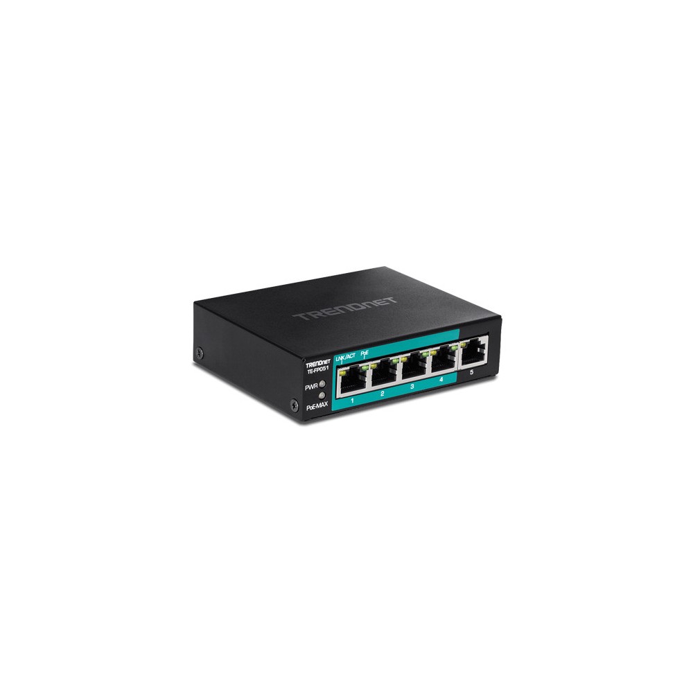 Switch 4 porturi Fast Ethernet Long Range 250m PoE+ 60W, 1 port Fast Ethernet - TRENDnet - 1