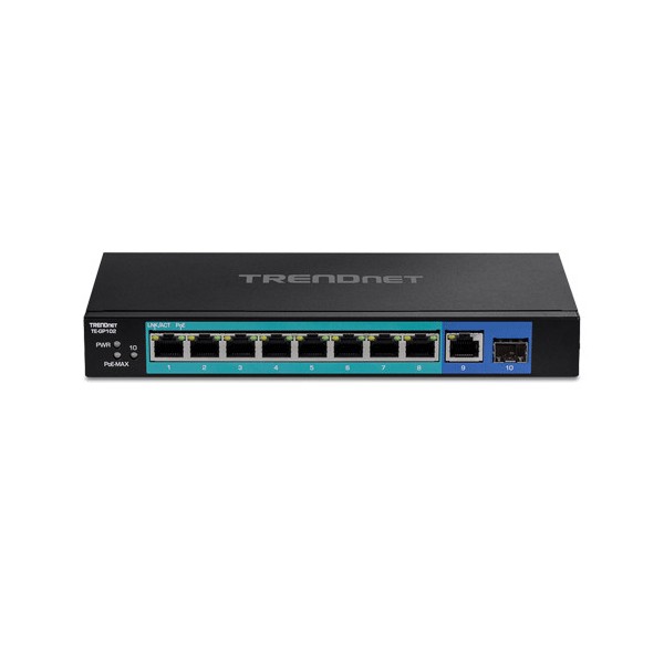 Switch 8 porturi Gigabit PoE+ 58W, 1 port Gigabit, 1 port SFP - TRENDnet - 2
