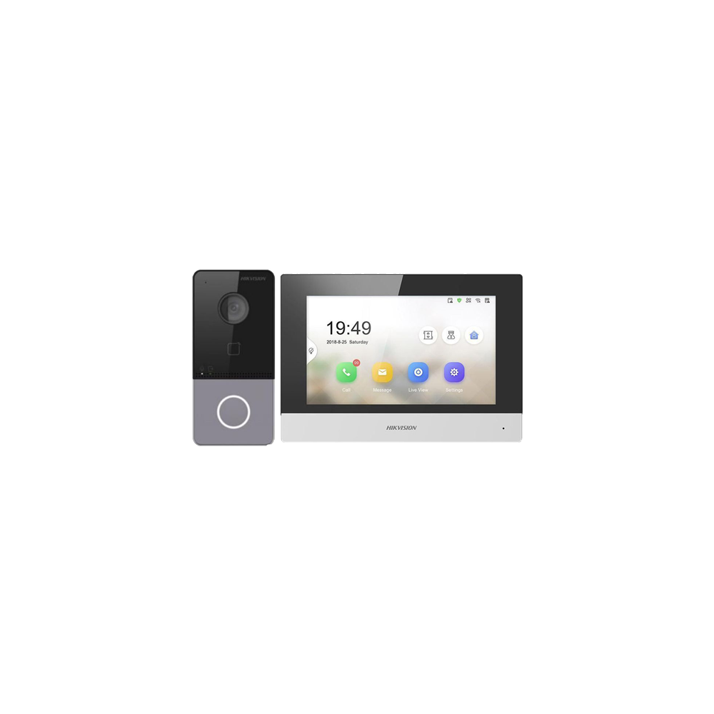 KIT videointerfon TCP/IP pentru 1 familie, monitor TFT LCD 7 inch - HIKVISION - 1