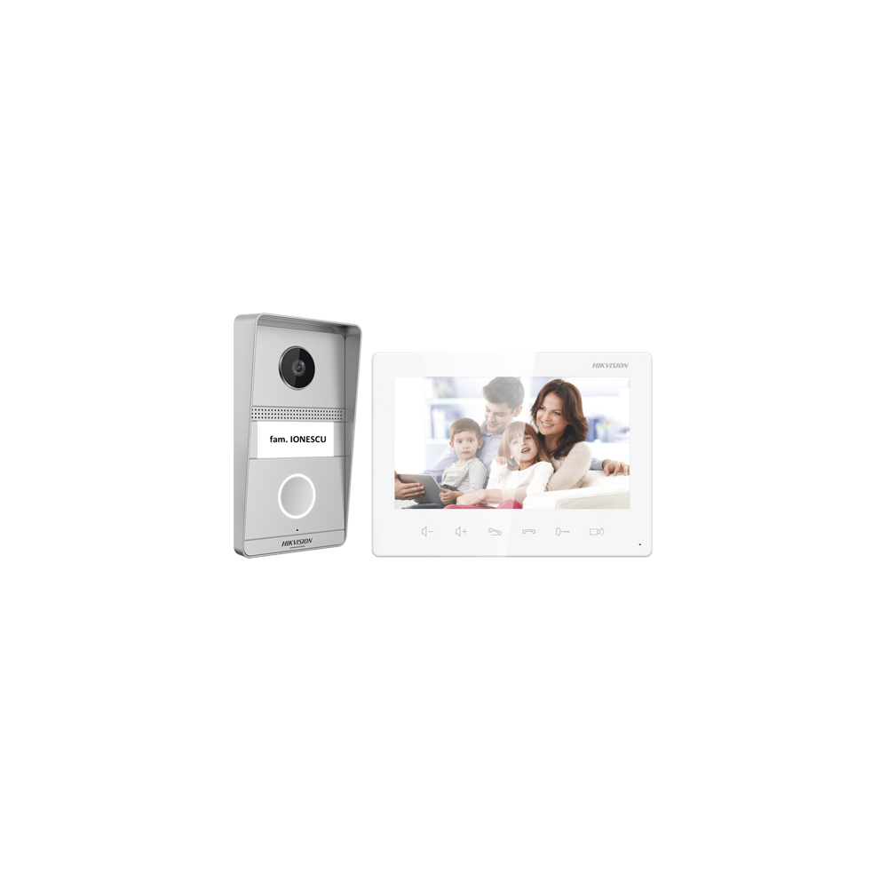 Kit videointerfon analogic 7inch, camera 2MP, conectare 2 fire - HIKVISION - 1