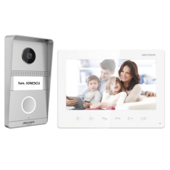 Kit videointerfon analogic 7inch, camera 2MP, conectare 2 fire - HIKVISION - 1