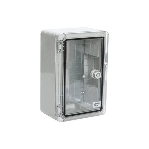 Cutie distributie IP65 din ABS gri, usa transparenta, placa metalica, 200x300x130 mm - 1