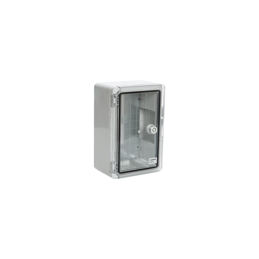 Cutie distributie IP65 din ABS gri, usa transparenta, placa metalica, 200x300x130 mm - 1