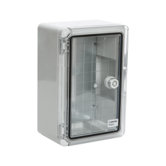 Cutie distributie IP65 din ABS gri, usa transparenta, placa metalica, 200x300x130 mm - 1