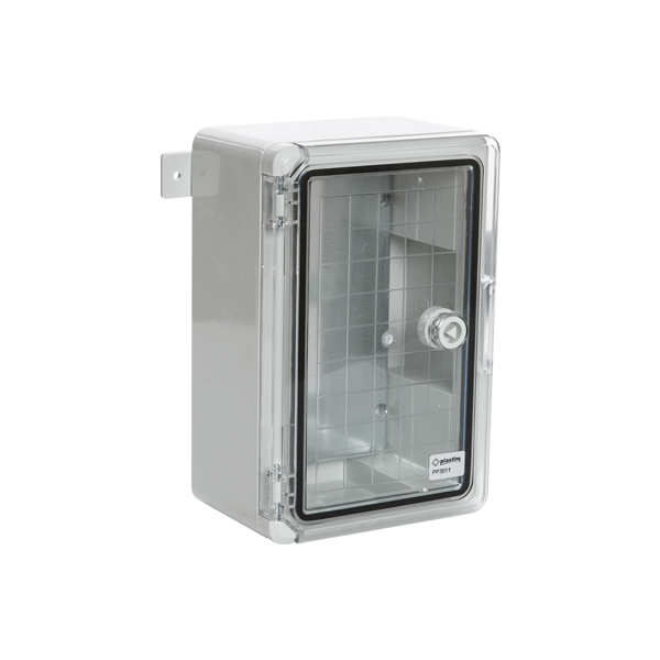 Cutie distributie IP65 din ABS gri, usa transparenta, placa metalica, 200x300x130 mm - 2