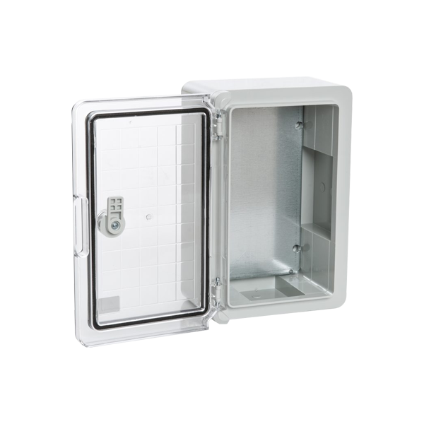 Cutie distributie IP65 din ABS gri, usa transparenta, placa metalica, 200x300x130 mm - 3