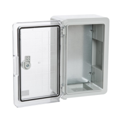 Cutie distributie IP65 din ABS gri, usa transparenta, placa metalica, 200x300x130 mm - 3