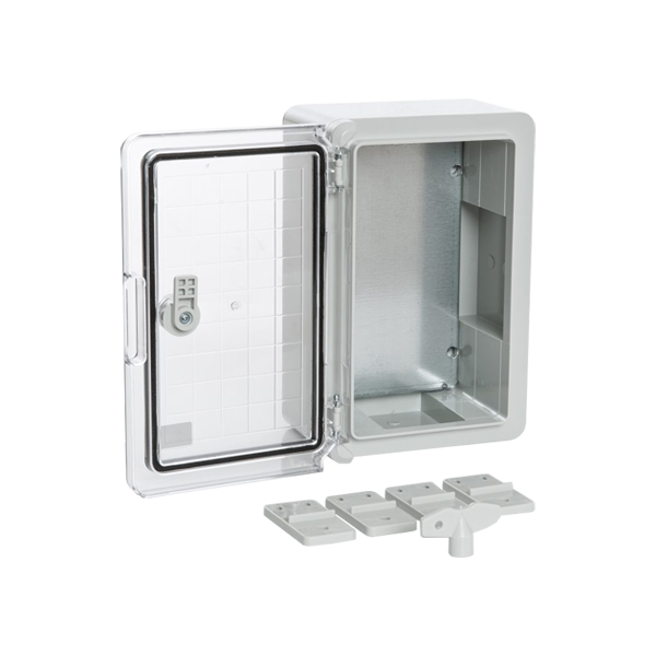 Cutie distributie IP65 din ABS gri, usa transparenta, placa metalica, 200x300x130 mm - 4