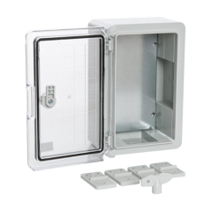 Cutie distributie IP65 din ABS gri, usa transparenta, placa metalica, 200x300x130 mm - 4