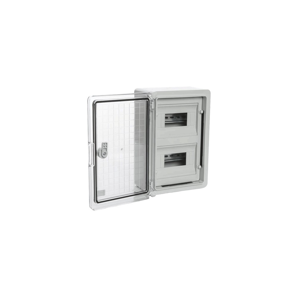 Cutie modulara IP65 din ABS gri, usa transparenta, 2 x 9 module, 250x350x150 mm - 1