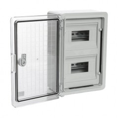 Cutie modulara IP65 din ABS gri, usa transparenta, 2 x 9 module, 250x350x150 mm - 1