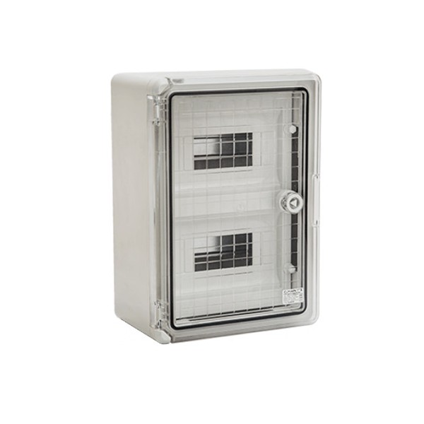 Cutie modulara IP65 din ABS gri, usa transparenta, 2 x 9 module, 250x350x150 mm - 2