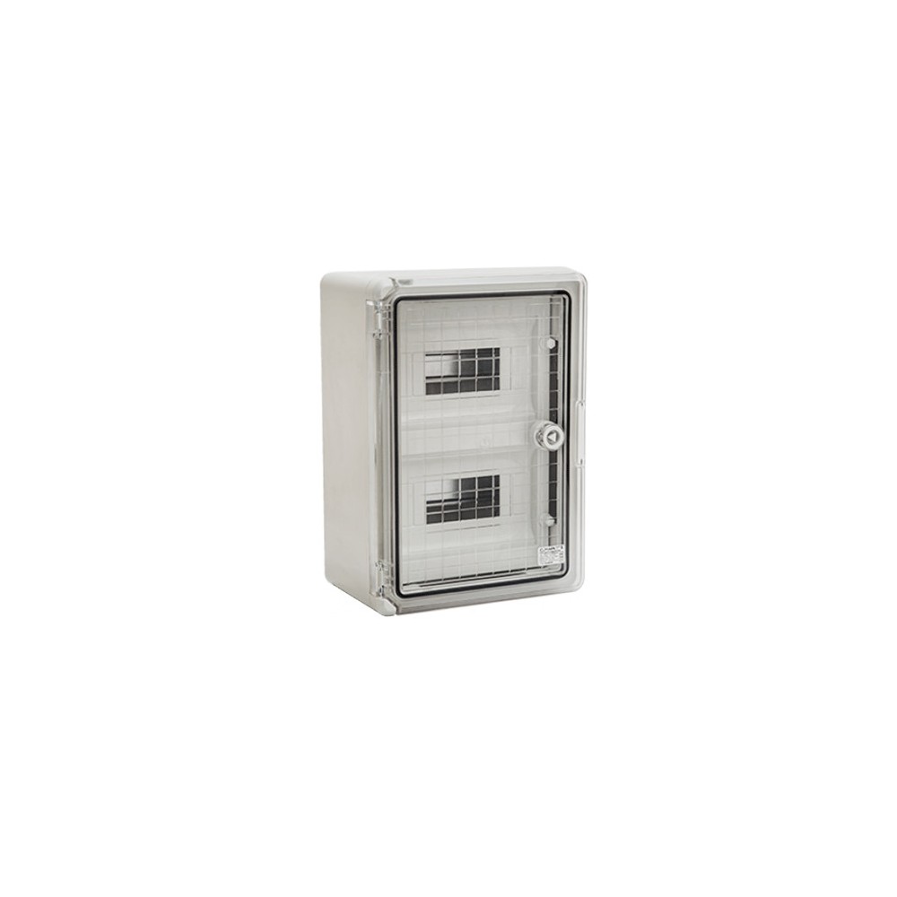 Cutie modulara IP65 din ABS gri, usa transparenta, 2 x 12 module, 300x400x170 mm - 1