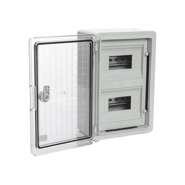 Cutie modulara IP65 din ABS gri, usa transparenta, 2 x 12 module, 300x400x170 mm - 2
