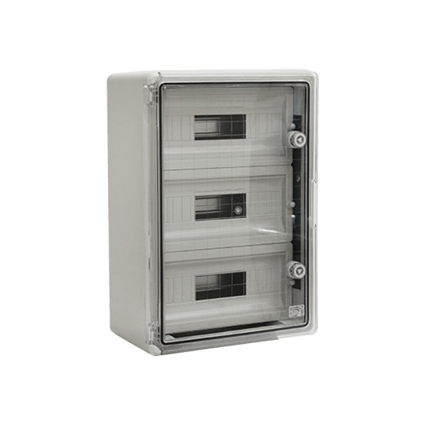 Cutie modulara IP65 din ABS gri, usa transparenta, 3 x 15 module, 350x500x190 mm - 1