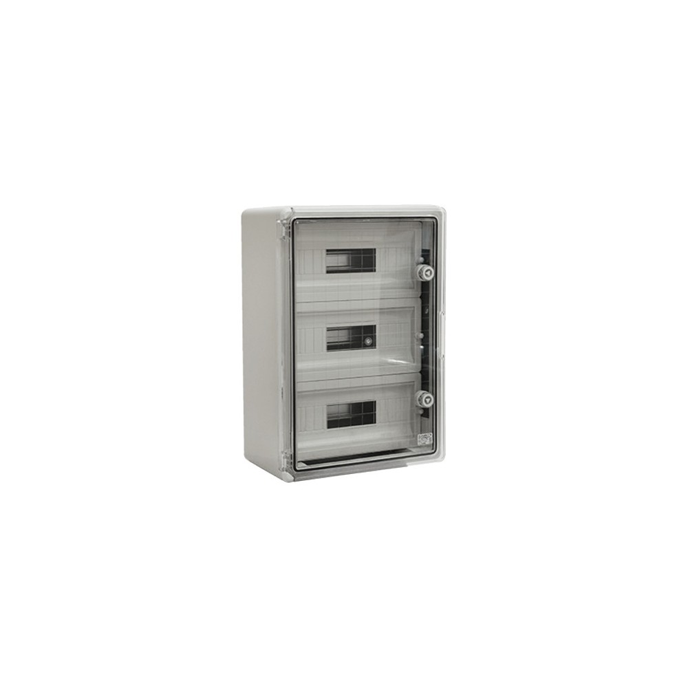 Cutie modulara IP65 din ABS gri, usa transparenta, 3 x 15 module, 350x500x190 mm - 1