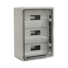 Cutie modulara IP65 din ABS gri, usa transparenta, 3 x 15 module, 350x500x190 mm - 1