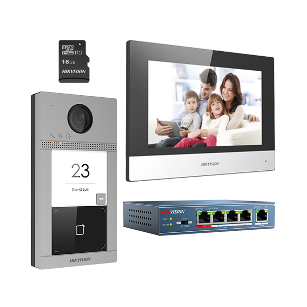 KIT videointerfon pentru o familie, Wi-Fi 2.4Ghz, monitor 7 inch - HIKVISION - 1