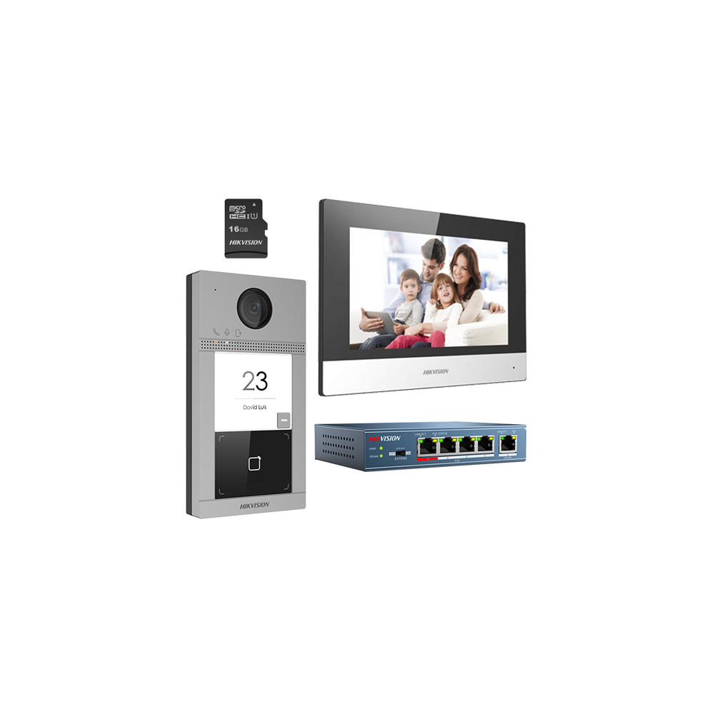 KIT videointerfon pentru o familie, Wi-Fi 2.4Ghz, monitor 7 inch - HIKVISION - 1