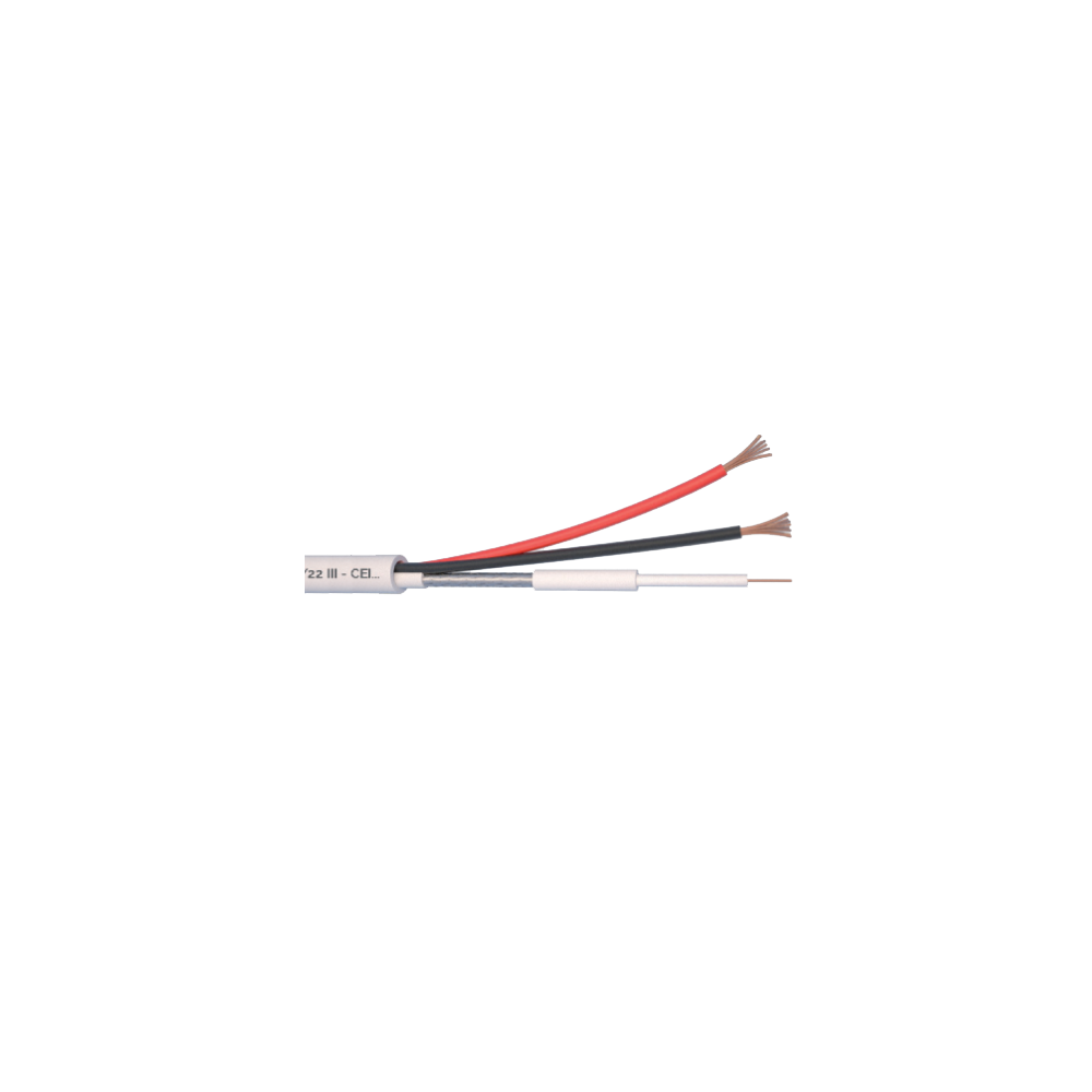 Cablu Microcoaxial + alimentare 2x0.5, Cupru 100%, 100m MCX75-2x0.5 - 1