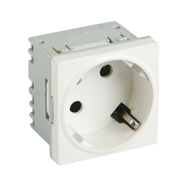 Priza modulara schuko cu impamantare, alb - DLX DLX-245-45 - 1