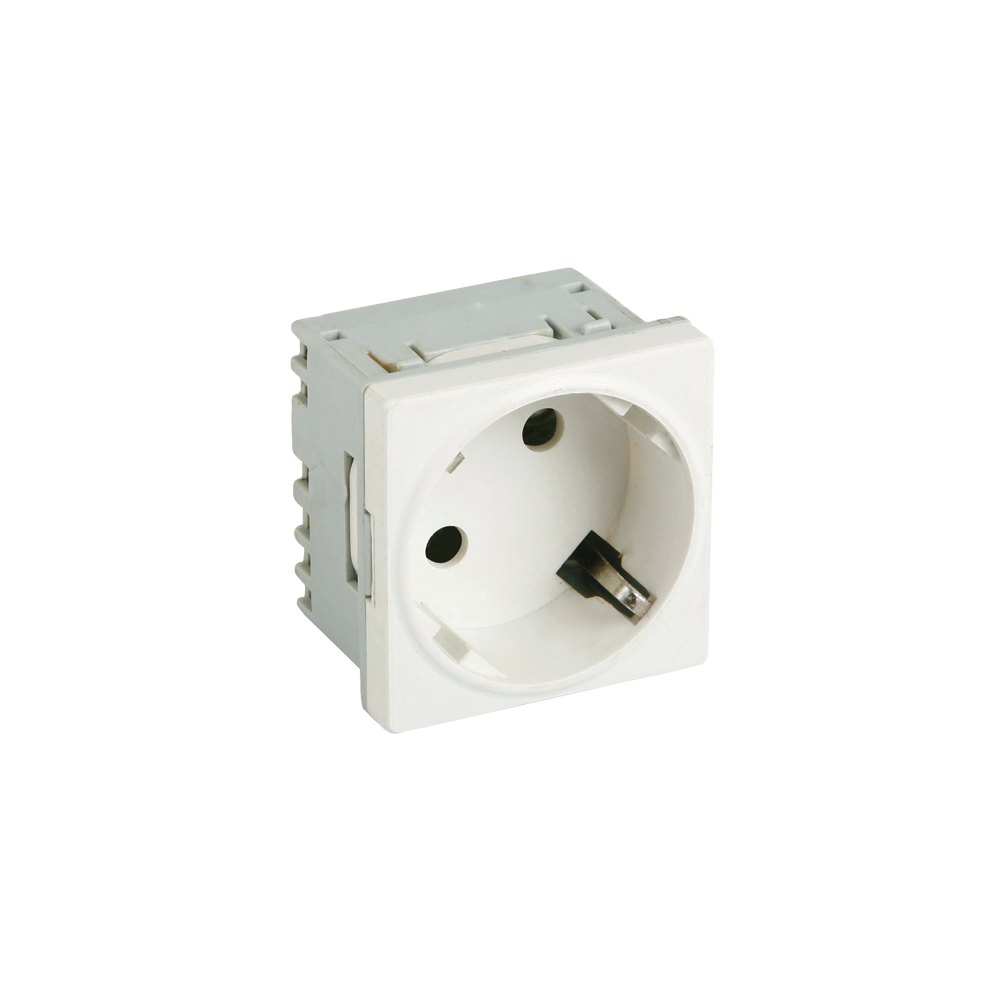 Priza modulara schuko cu impamantare, alb - DLX DLX-245-45 - 1