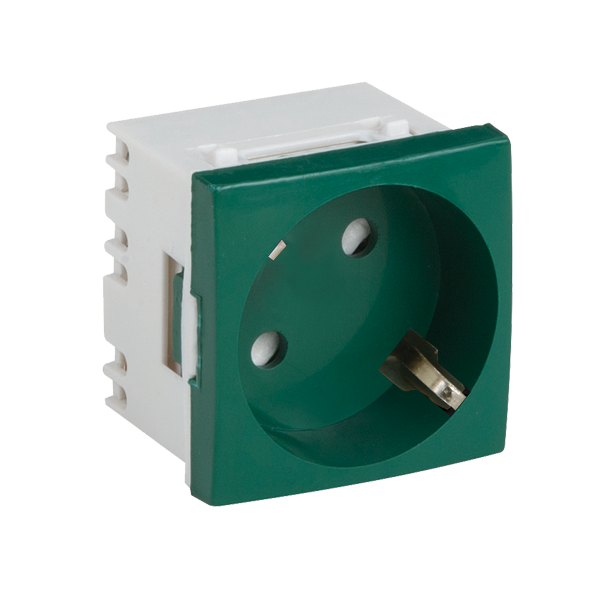 Priza modulara schuko cu impamantare, verde - DLX DLX-245-42 - 1