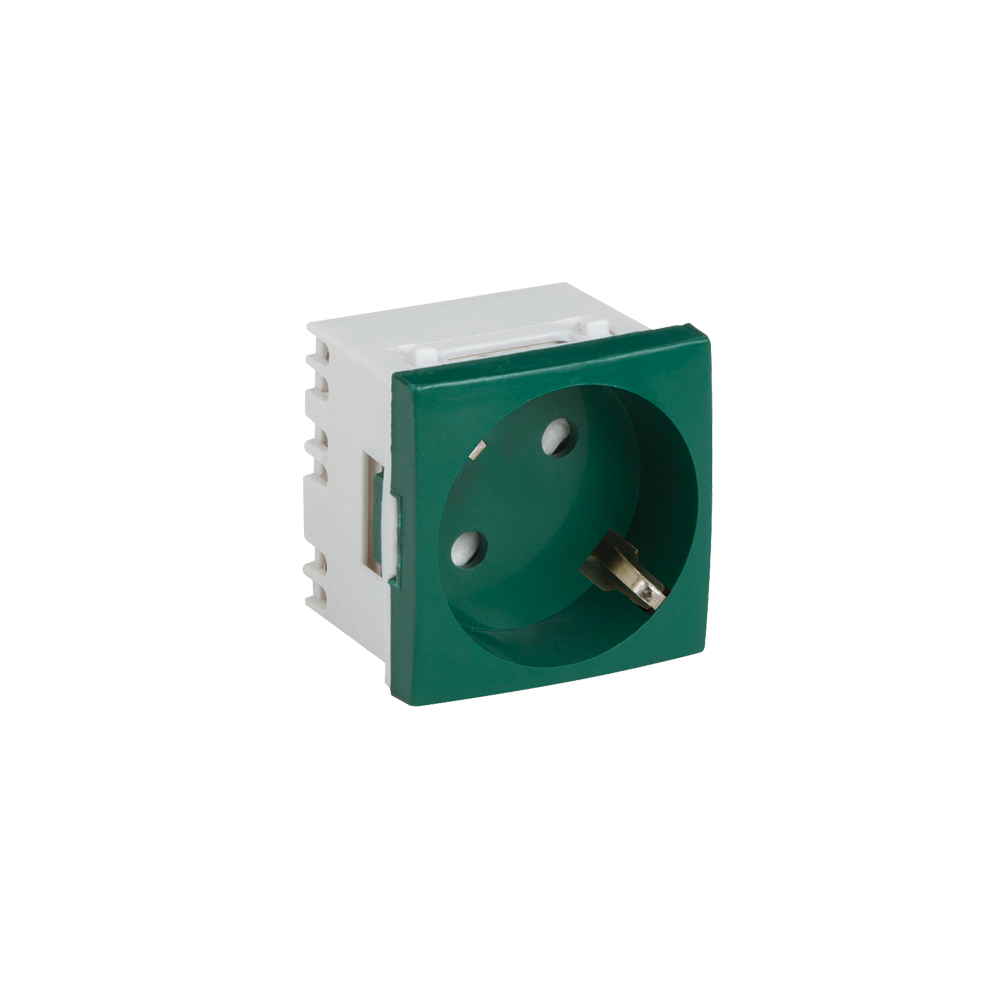Priza modulara schuko cu impamantare, verde - DLX DLX-245-42 - 1