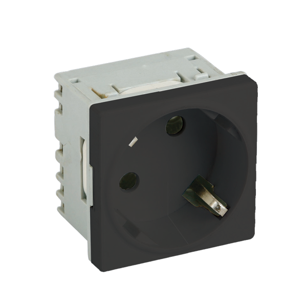 Priza modulara schuko cu impamantare, negru - DLX DLX-245-43 - 1