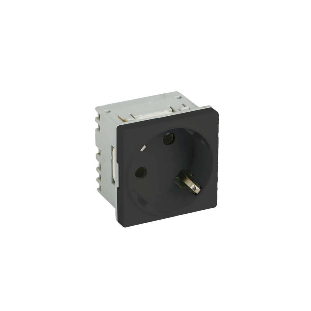 Priza modulara schuko cu impamantare, negru - DLX DLX-245-43 - 1