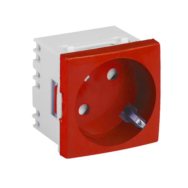 Priza modulara schuko cu impamantare, rosu - DLX DLX-245-46 - 1