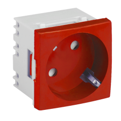 Priza modulara schuko cu impamantare, rosu - DLX DLX-245-46 - 1