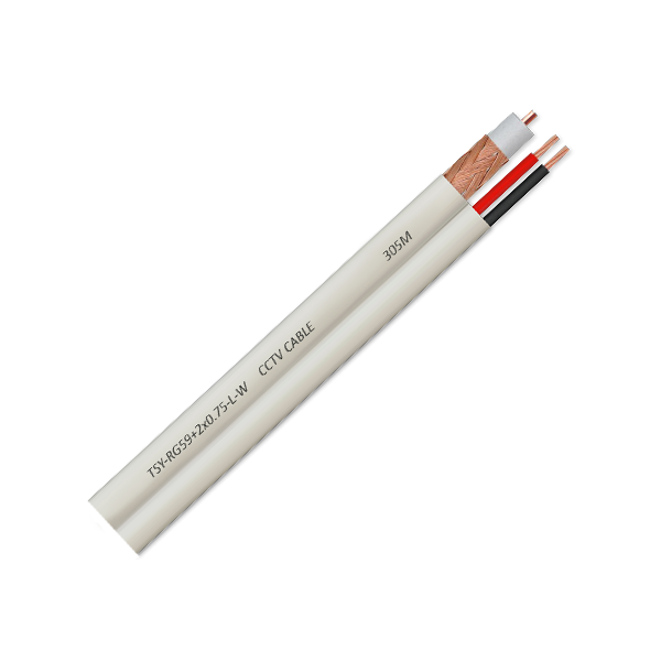 Cablu coaxial RG59 + alimentare 2x0.75, 100m, alb TSY-RG59+2X0.75-L-W - 1