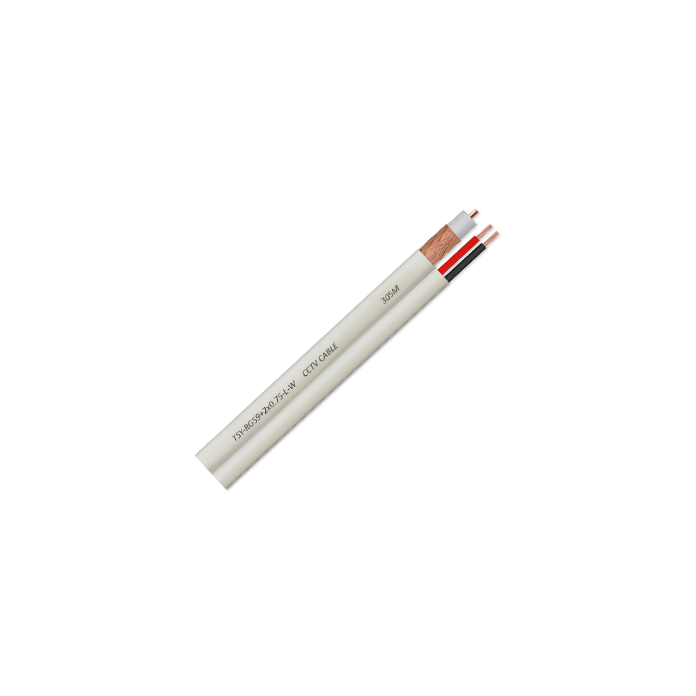 Cablu coaxial RG59 + alimentare 2x0.75, 100m, alb TSY-RG59+2X0.75-L-W - 1