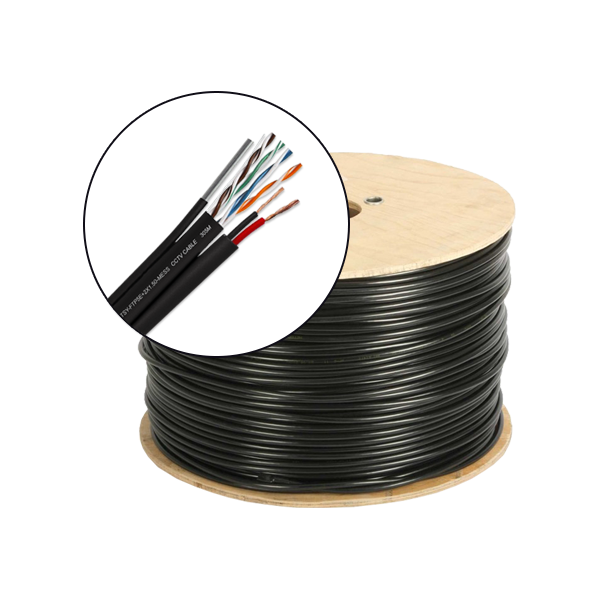 Cablu FTP autoportant cu alimentare 2x1.5, cat 5E, CUPRU 100%, 305m, negru TSY-FTP5E+2x1.50-MESS - 1