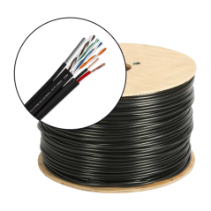 Cablu FTP autoportant cu alimentare 2x1.5, cat 5E, CUPRU 100%, 305m, negru TSY-FTP5E+2x1.50-MESS - 1