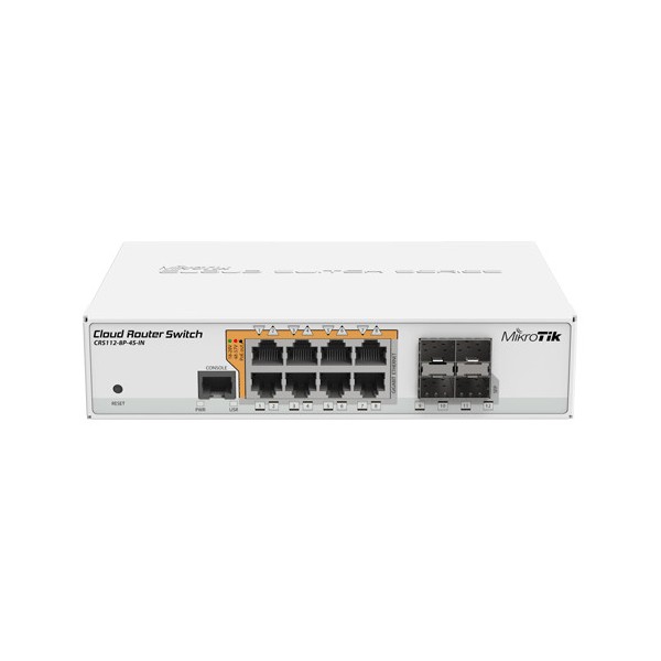 Management Switch, 8 x Gigabit cu PoE-out, 4 x SFP - Mikrotik CRS112-8P-4S-IN - 1