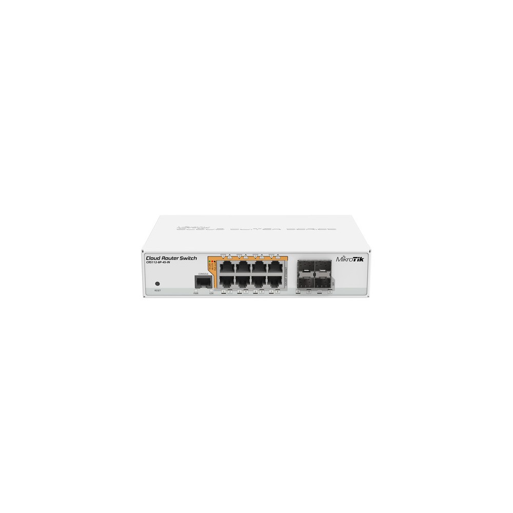 Management Switch, 8 x Gigabit cu PoE-out, 4 x SFP - Mikrotik CRS112-8P-4S-IN - 1