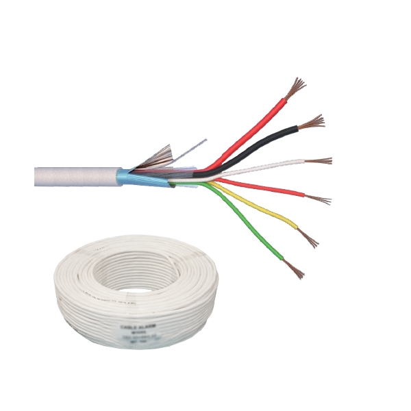 Cablu de alarma 6 fire ecranate + alimentare 2x0.75, cupru integral, 100m 6CUEF+2x0.75 - 1